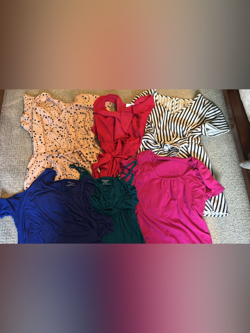 Maternity tops, various name brands. Size large